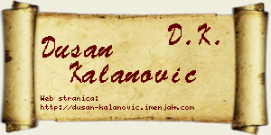 Dušan Kalanović vizit kartica